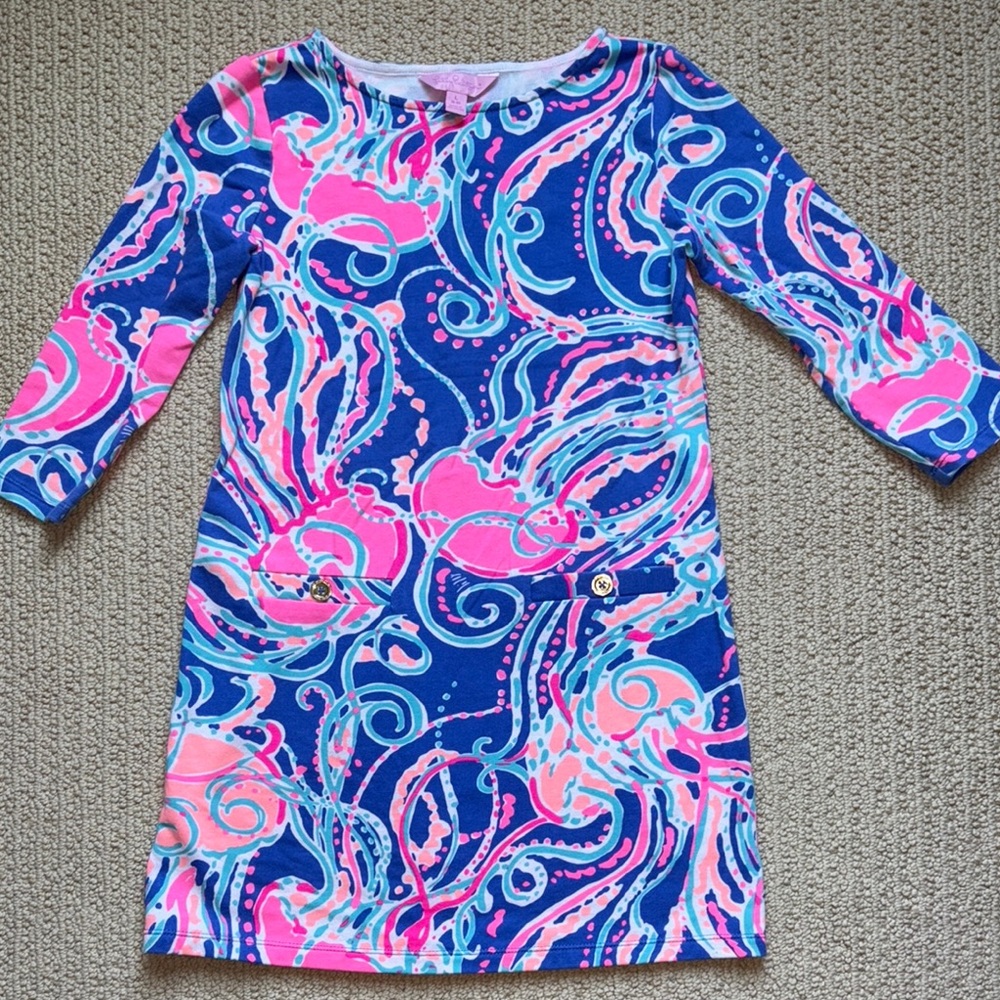 Lilly Pulitzer Pink and Blue Patterned Dress L 8 10